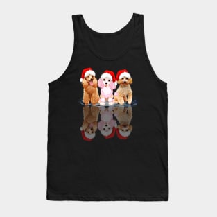 Shadow Poodle Dog Christmas Sweatershirt Cute Poodle Santar Hat Gift T-Shirt Tank Top